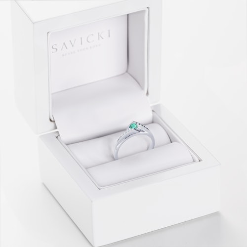 Pierścionek Secret Garden: białe złoto, szmaragd